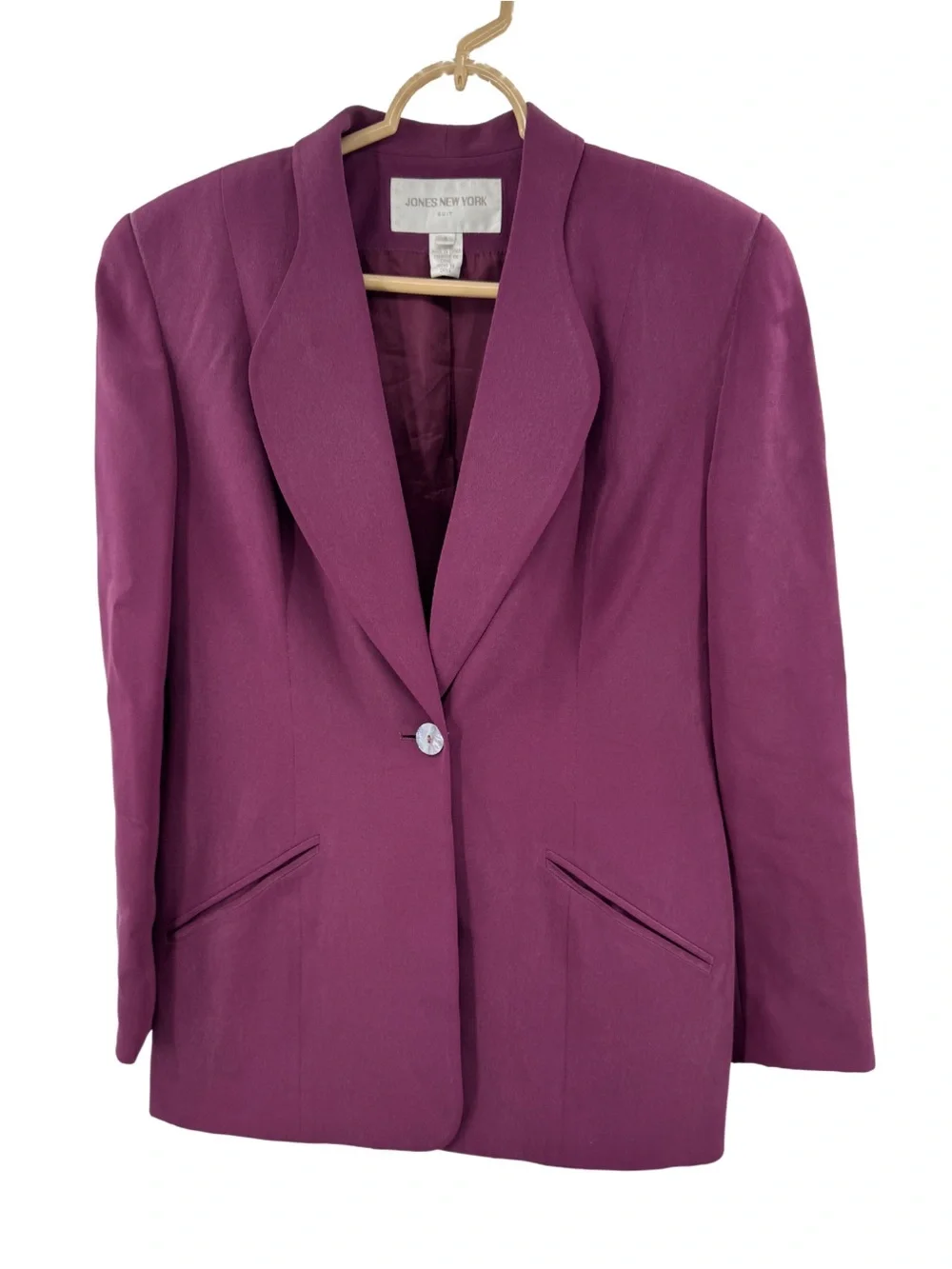 Jones New York plum dark fuschia single button Blazer 100% silk professional 4